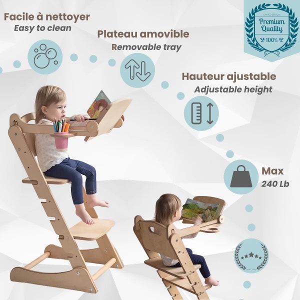 Tabouret Montessori, chaise haute antilop , chaise Montessori,  Cadeau enfant , chaise de cuisine Montessori, Tour Montessori, escabeau