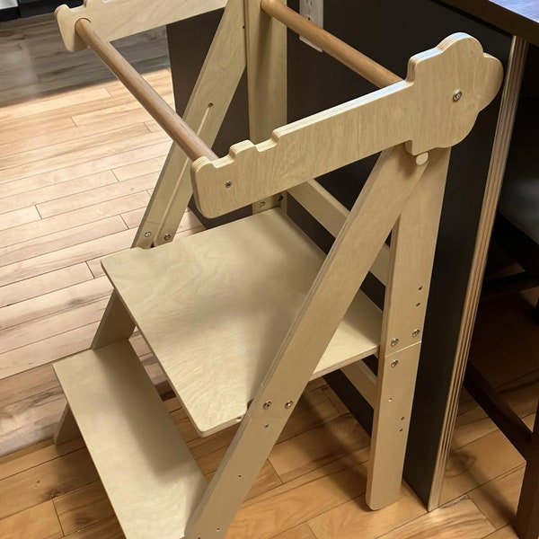 foldable observation tower, helper tower, montessori tower, foldable learning step stool, kitchen tower