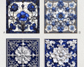 Piastrella in ceramica Art Nouveau: sottopentola decorativo lucido, decorazione da parete (6x6")