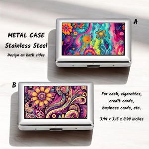 Edelstahl Metall Gehäuse, doppelseitig, Beidseitig bedruckt, Zigarettenetui, Kreditkartenhalter, Visitenkartenetui, Metall Geldbörse