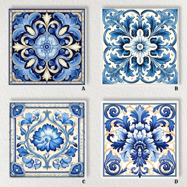 Handmade Blue Portuguese Ceramic Tile: 6x6" Glossy Wall Art