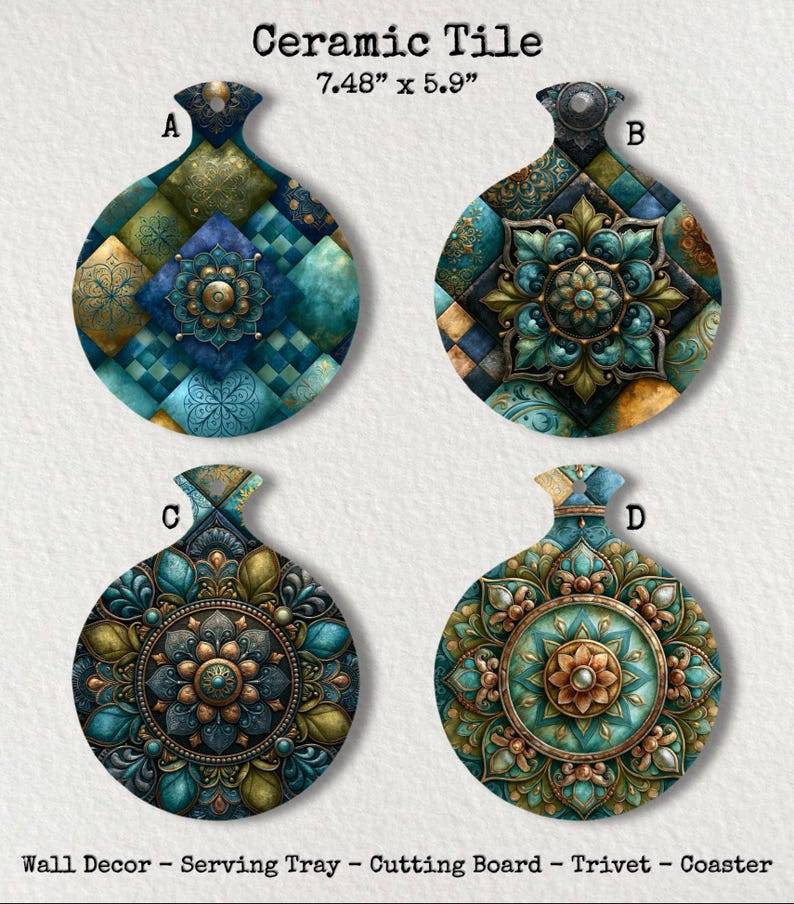 Fancy Tile Layout Patterns Ceramic Tile Wall Decor, Decorative Ceramic Trivet, Handmade Tile Decor ...