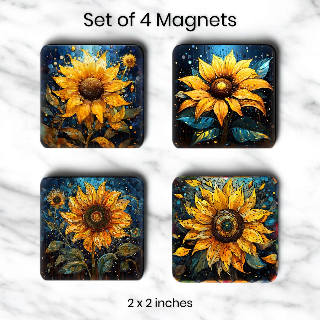 Sunflower Refrigerator Magnet Set of 4 Locker Magnet Fun Magnets ...