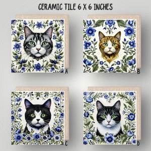 Cats Ceramic Tile Art: 6x6 Glossy Trivet