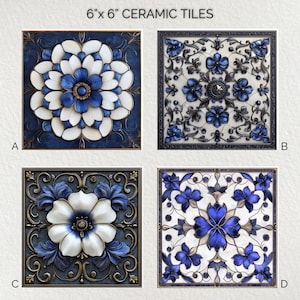 Art Nouveau Ceramic Decorative Tile 6x6 * Glossy * Trivets * Tile Wall Art * Ceramic Tile