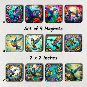 Hummingbirds Refrigerator Magnet Set of 4 - Locker Magnet - Fun Magnets - Decorative Magnets
