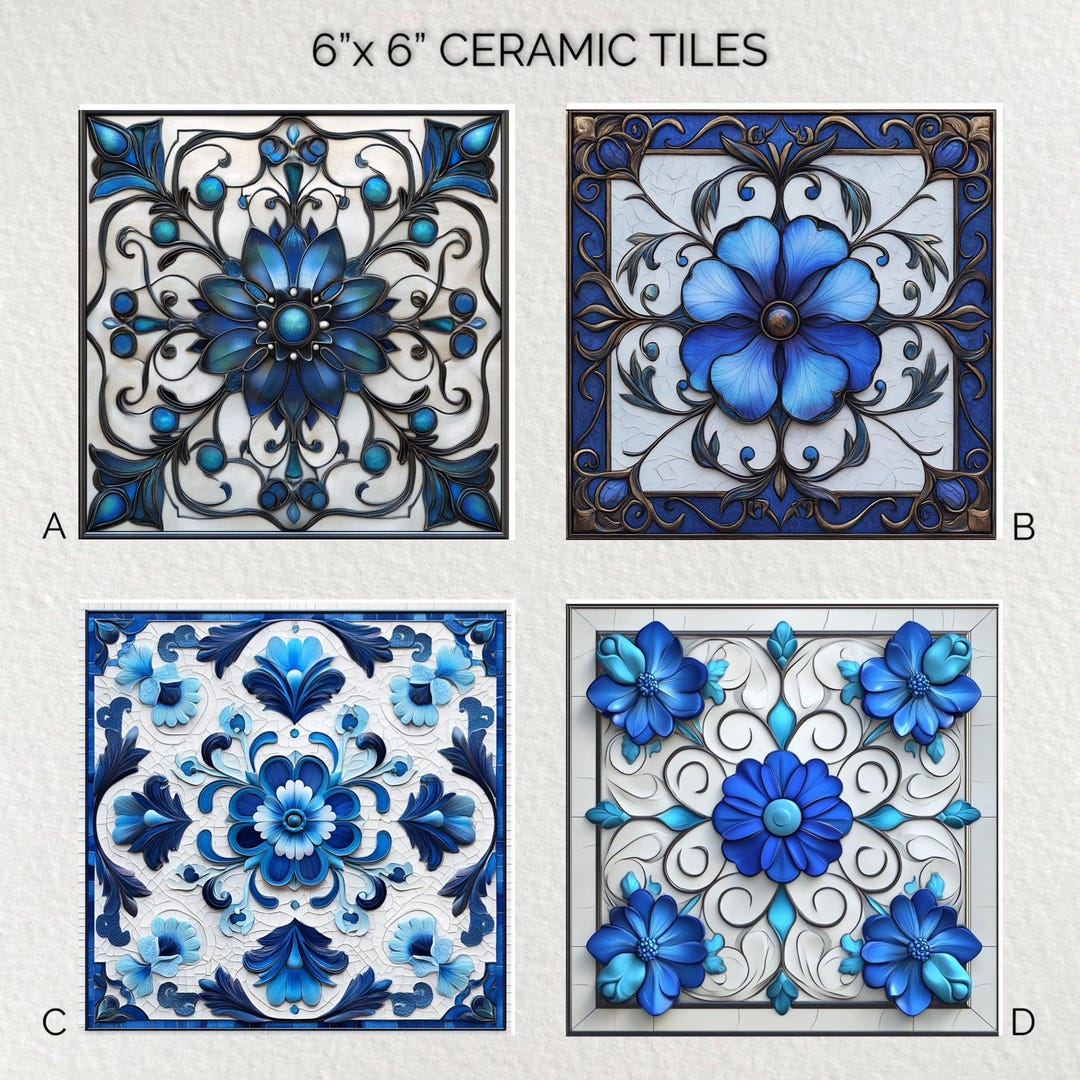 Art Nouveau Ceramic Tile: Glossy Floral Trivet, Wall Art (6x6”) - Etsy