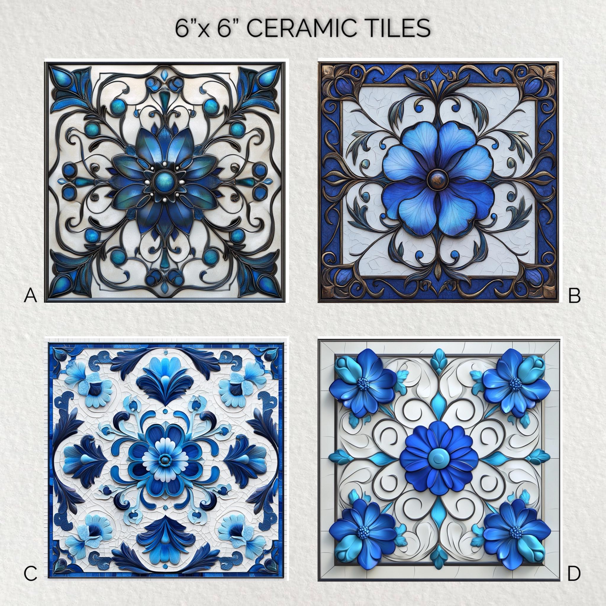 Art Nouveau Ceramic Tile: Glossy Floral Trivet, Wall Art (6x6”) - Etsy
