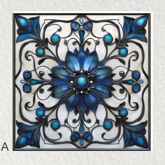 Art Nouveau Ceramic Tile: Glossy Floral Trivet, Wall Art (6x6”) - Etsy