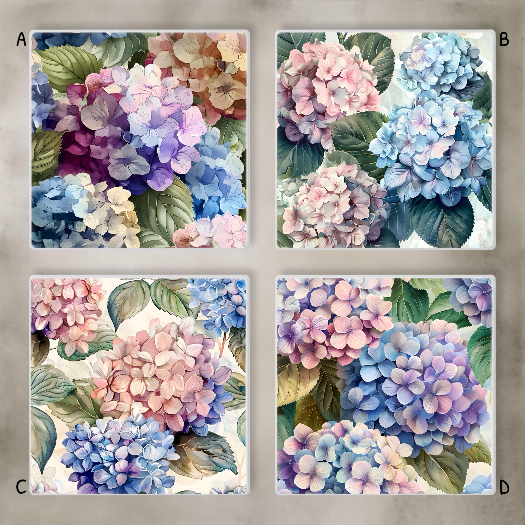 Hydrangea Ceramic Tile: Glossy Floral Wall Art, Trivet (6x6) - Etsy