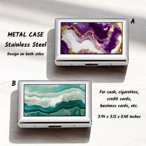 Edelstahl Metall Gehäuse, doppelseitig, Beidseitig bedruckt, Zigarettenetui, Kreditkartenhalter, Visitenkartenetui, Metall Geldbörse