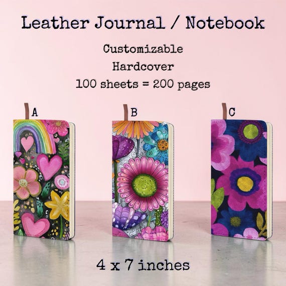 Customizable Hardcover Journal Notebook | PU Leather, 100 Sheets, 4x7 Inches
