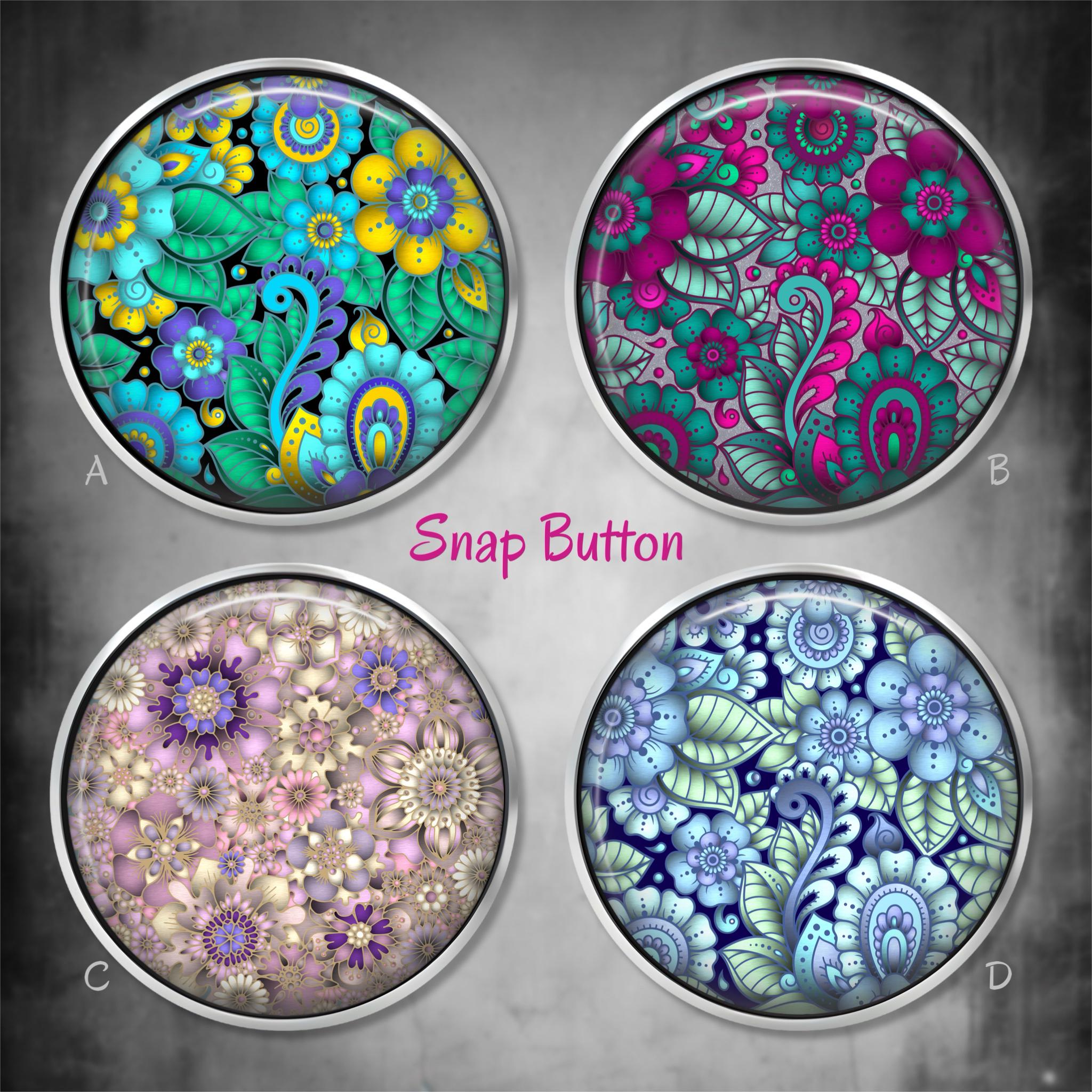 Flowers 18 mm Snap Button- Interchangeable Jewelry