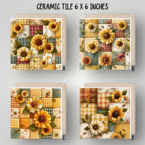 Flower Patchwork Ceramic Tile: Portuguese Style Wall Art 6x6"