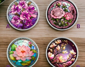 Pink,Flowers Handmade Snap Button Charm, will fit into any 18 mm snap jewelry base- Interchangeable Jewelry