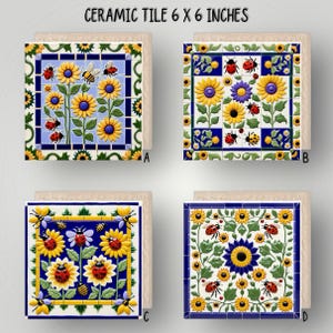 Azulejo de cerâmica brilhante: arte decorativa de parede de 6x6", tripé