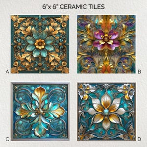 Art Nouveau Ceramic Decorative Tile 6x6 * Glossy * Trivets * Tile Wall Art * Ceramic Tile