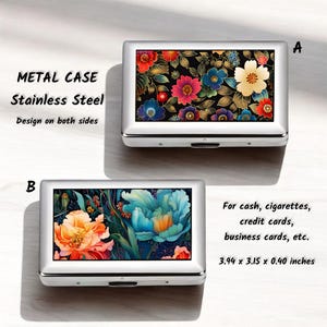 Edelstahl Metall Gehäuse, doppelseitig, Beidseitig bedruckt, Zigarettenetui, Kreditkartenhalter, Visitenkartenetui, Metall Geldbörse