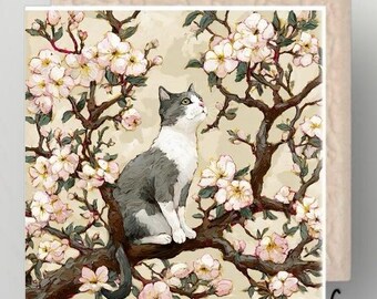 猫のセラミックタイルアート：光沢のある装飾用鍋敷き、6x6 - Etsy 日本