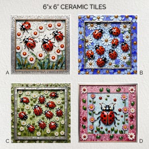 Ladybug Ceramic Tile: Glossy Decorative Wall Art (6x6)