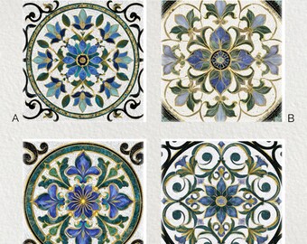 セラミックタイルアート：光沢のある装飾用鍋敷き、6x6 - Etsy 日本