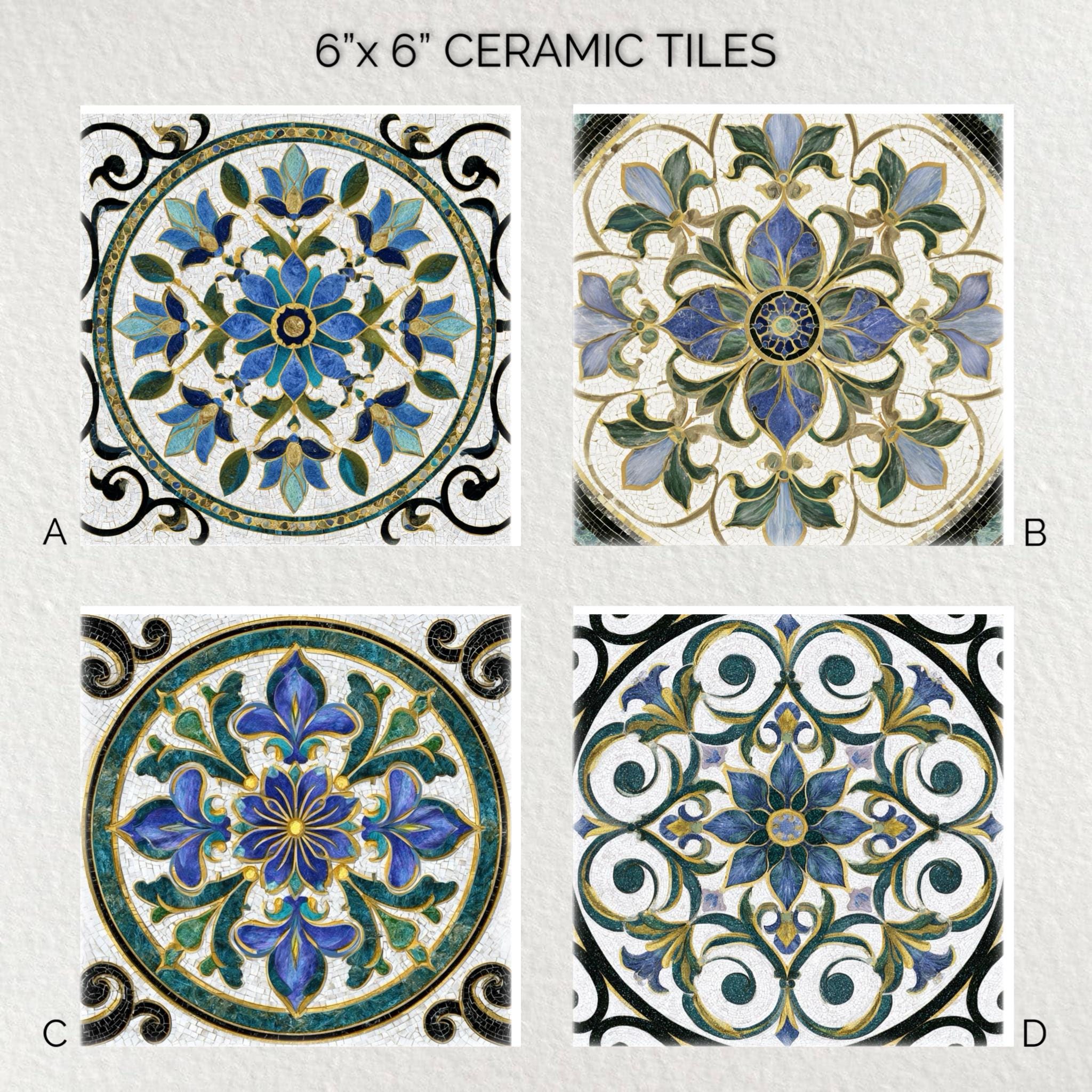 セラミックタイルアート：光沢のある装飾用鍋敷き、6x6 - Etsy 日本