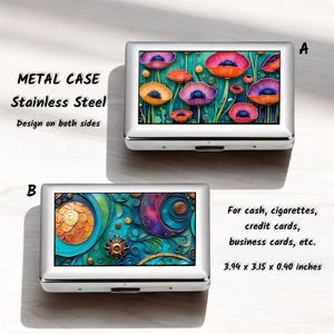 Edelstahl Metall Gehäuse, doppelseitig, Beidseitig bedruckt, Zigarettenetui, Kreditkartenhalter, Visitenkartenetui, Metall Geldbörse