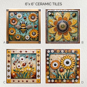 Azulejo de cerâmica: Arte decorativa de parede, suporte para panela (15x15 cm)
