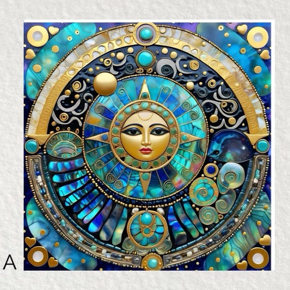 太陽と月のセラミックタイルアート：光沢のある天体装飾 6x6 - Etsy 日本