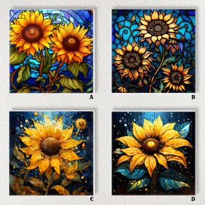 Sunflower Ceramic Decorative Tile 6x6 * Glossy * Trivets * Tile Wall Art * Ceramic Tile