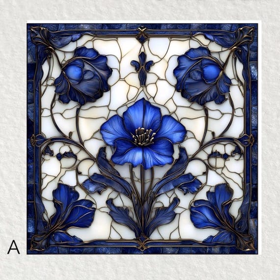 Art Nouveau Ceramic Tile: Glossy Decorative Trivet, Wall Art (6x6