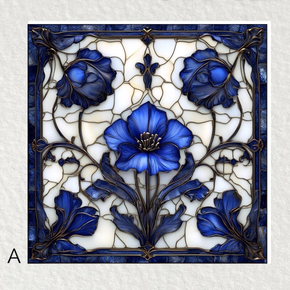 Art Nouveau Ceramic Tile: Glossy Decorative Trivet, Wall Art (6x6