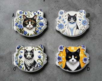 Cat Shaped Compact Mirror * Silver * Makeup Pocket Mirror * Cat Lover Gift