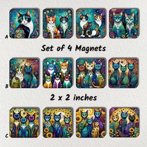 Cats Refrigerator Magnet Set of 4 - Locker Magnet - Fun Magnets - Decorative Magnets