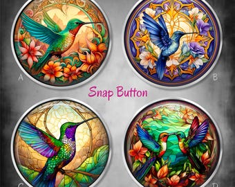 Hummingbird Snap Button Charm: Handmade Interchangeable Jewelry (18mm)