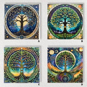 Tree of Life Ceramic Decorative Tile 6x6 * Glossy * Trivets * Tile Wall Art * Ceramic Tile