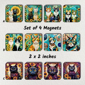 Cats Refrigerator Magnet Set of 4 - Locker Magnet - Fun Magnets - Decorative Magnets
