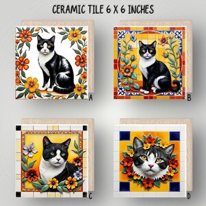 Cats Ceramic Tile: Decor, Trivet or Wall Art (6x6")
