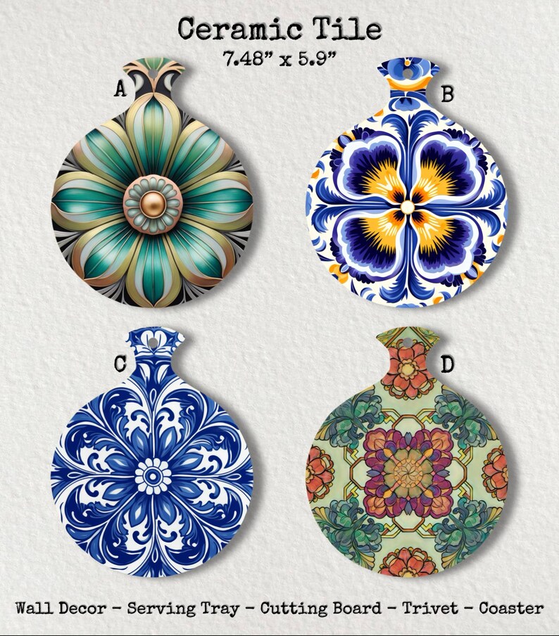 Fancy Tile Layout Patterns Ceramic Tile Wall Decor, Decorative Ceramic Trivet, Handmade Tile Decor ...