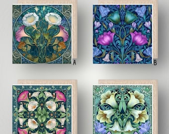 Art Nouveau Ceramic Decorative Tile 6x6" - Trivet & Wall Art