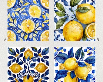 Ceramic Decorative Tile 6x6 * Glossy * Trivets * Tile Wall Art * Lemons * Ceramic Tile