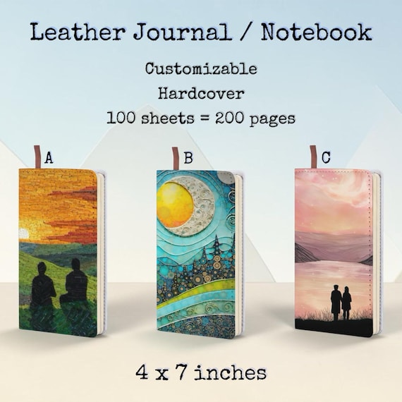 Customizable PU Leather Journal | A6 Hardcover Notebook, 200 Pages
