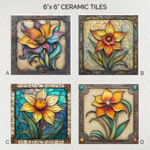 Art Nouveau Ceramic Decorative Tile 6x6 * Glossy * Trivets * Tile Wall Art * Ceramic Tile