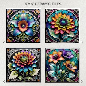 Ceramic Decorative Tile 6x6 * Glossy * Trivets * Tile Wall Art * Ceramic Tile