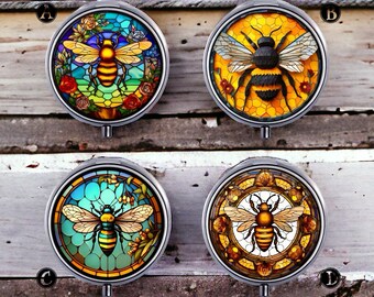 Bee Handmade Inspirational Round Pill Box