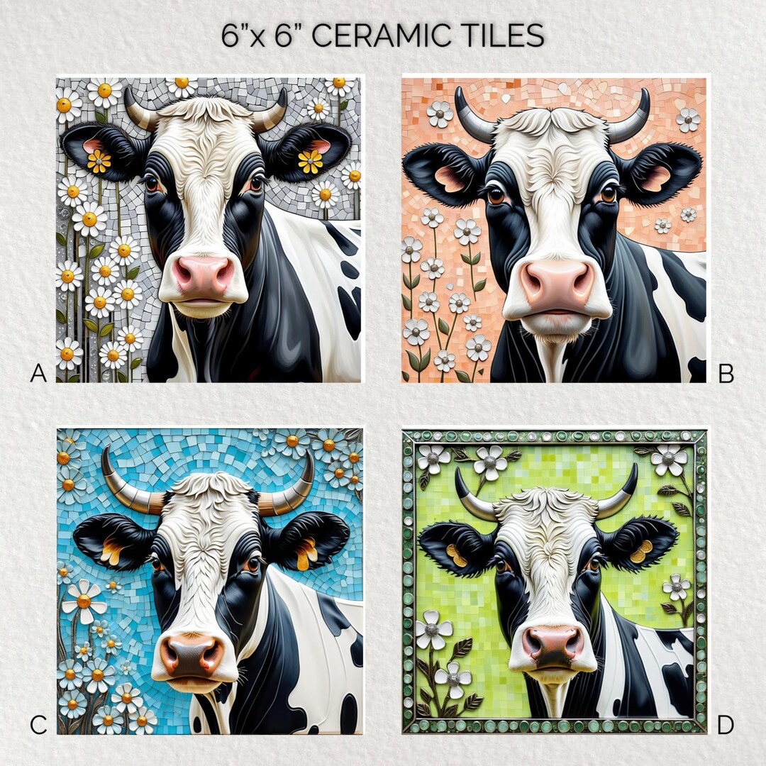 Cow Ceramic Tile: 6x6