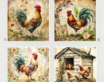 Chicken Ceramic Tile: Glossy Wall Art, Farmhouse Decor (6x6)”