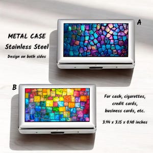 Edelstahl Metall Gehäuse, doppelseitig, Beidseitig bedruckt, Zigarettenetui, Kreditkartenhalter, Visitenkartenetui, Metall Geldbörse