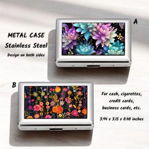 Edelstahl Metall Gehäuse, doppelseitig, Beidseitig bedruckt, Zigarettenetui, Kreditkartenhalter, Visitenkartenetui, Metall Geldbörse