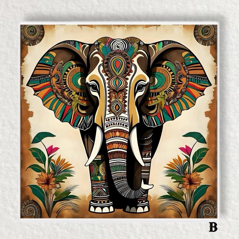 elephant-ceramic-tile-glossy-wall-art-trivet-6x6-etsy